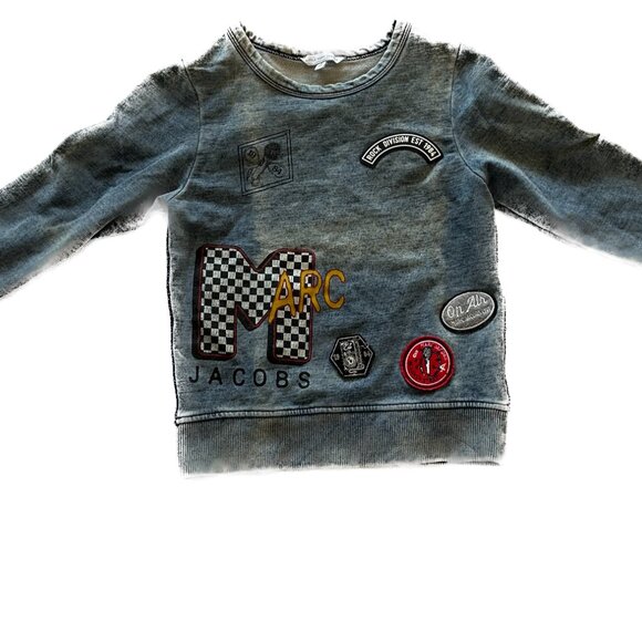 Little Marc Jacobs Distressed Denim Cotton Logo Patches Embroidery Sweatshirt 4 - Picture 11 of 14